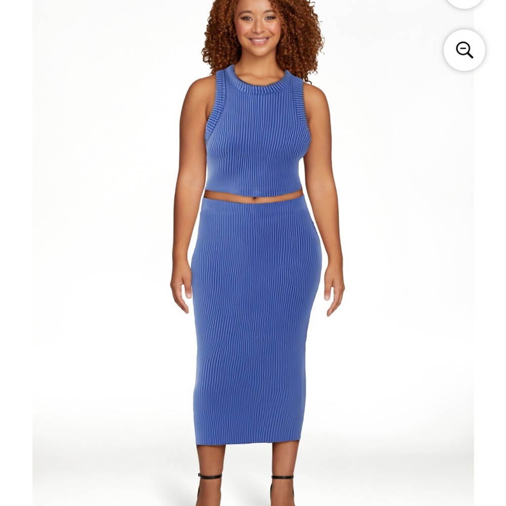 No Boundaries Blue Midi Pencil Skirt Set